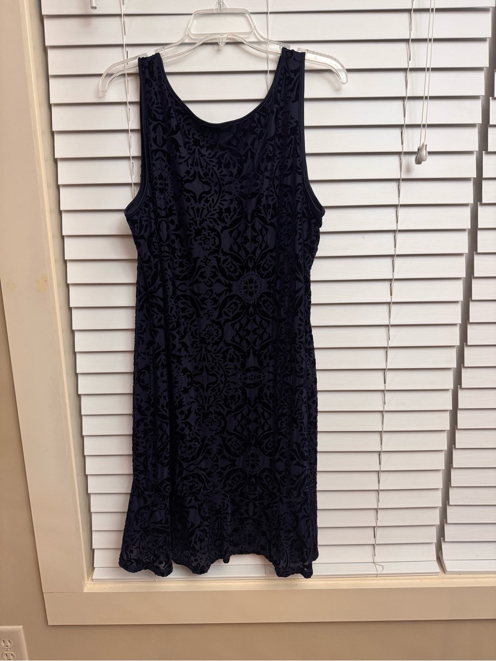 White House Black Market Navy Blue Velvet Burnout Tank Dress